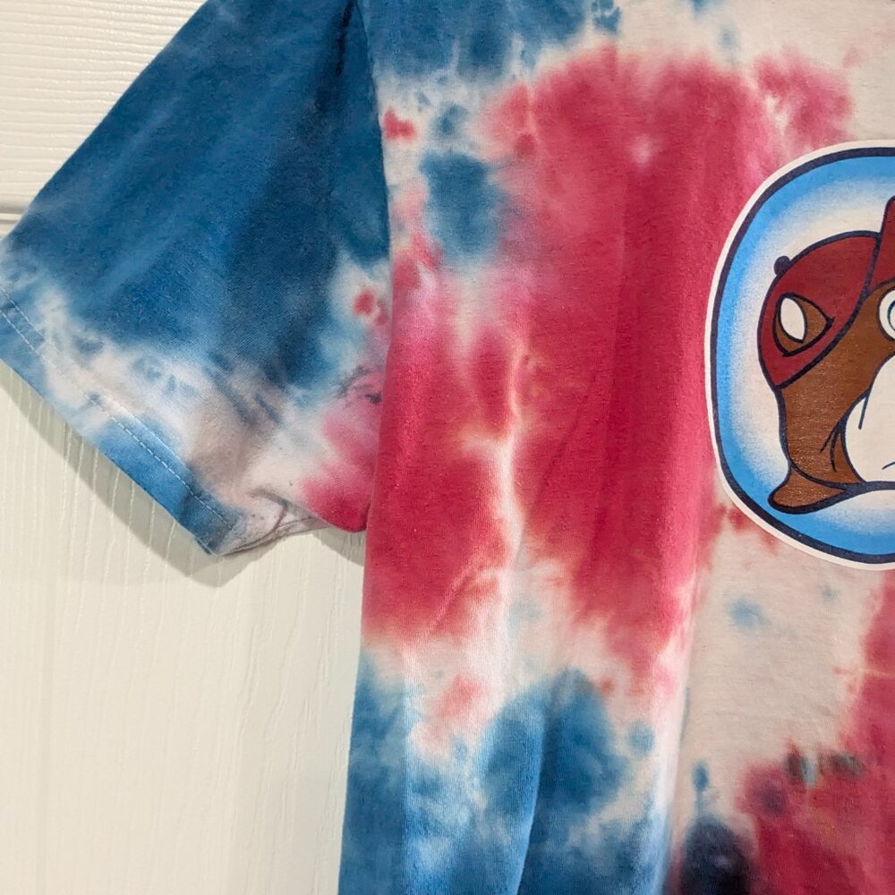Buc-ee’s Tie Dye 4th of July T-Shirt Let's Get It Poppin' Red White Blue Medium - Picture 7 of 16